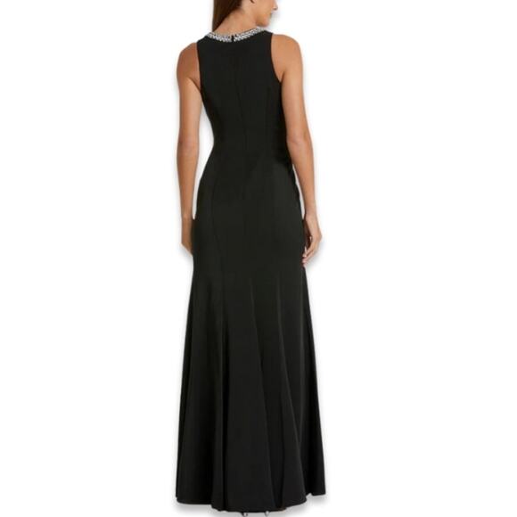 Mac Duggal Maxi Dress Sheath Silhouette Sleeveless Beaded Neck Black W 12 NWT - Picture 5 of 10